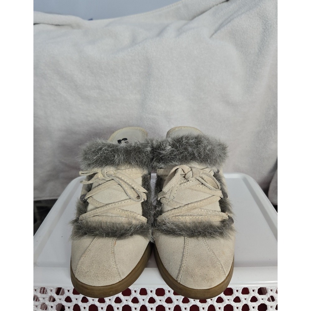 Report brandβ Womans Vikki fur trim Mule Leather Uppers Size 10